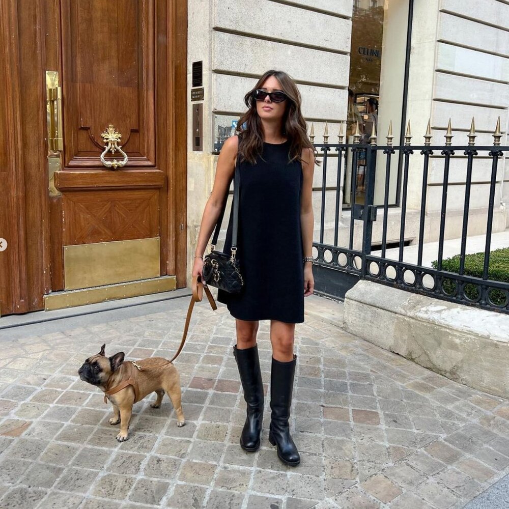 Free Lance Paris black suede tall moto boot